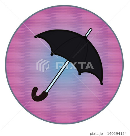 円形背景のついた雨傘のイラスト 円形背景のついた雨傘のイラスト 140394134