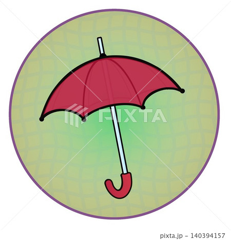 円形背景のついた雨傘のイラスト 円形背景のついた雨傘のイラスト 140394157