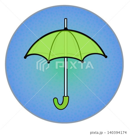 円形背景のついた雨傘のイラスト 円形背景のついた雨傘のイラスト 140394174