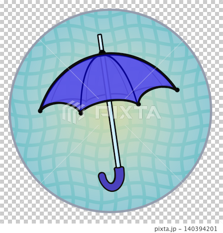 Illustration of an umbrella with a circular background Illustration of an umbrella with a circular background 140394201