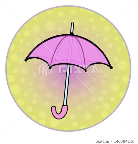 円形背景のついた雨傘のイラスト 円形背景のついた雨傘のイラスト 140394210