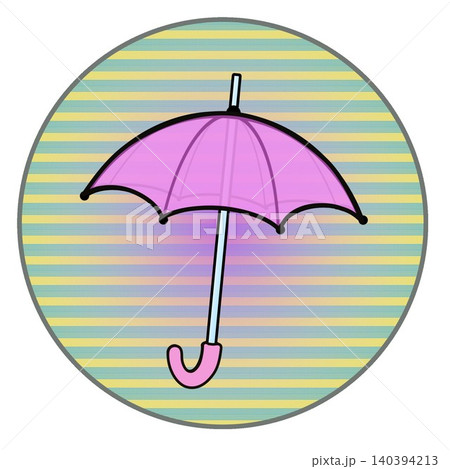 円形背景のついた雨傘のイラスト 円形背景のついた雨傘のイラスト 140394213