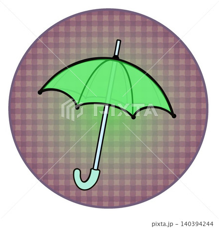円形背景のついた雨傘のイラスト 円形背景のついた雨傘のイラスト 140394244