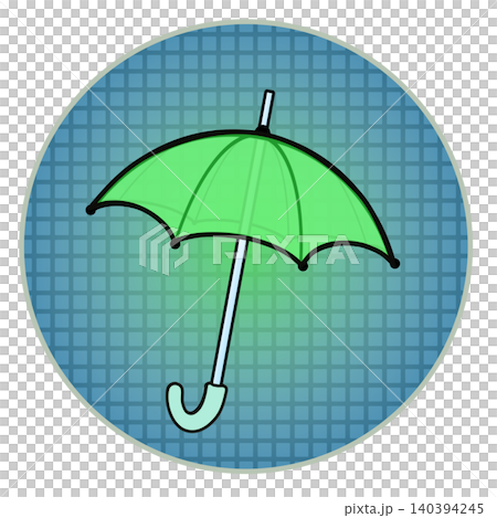 円形背景のついた雨傘のイラスト 140394245