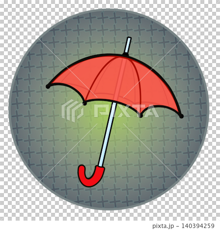 円形背景のついた雨傘のイラスト 140394259