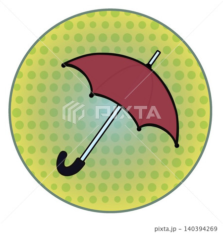円形背景のついた雨傘のイラスト 140394269