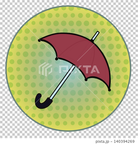 円形背景のついた雨傘のイラスト 140394269