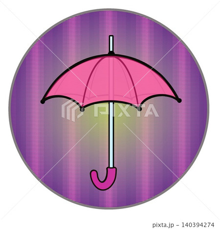円形背景のついた雨傘のイラスト 140394274
