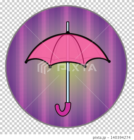 円形背景のついた雨傘のイラスト 140394274