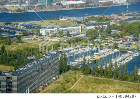 Panorama from Copenhagen Denmark CopenHill innovative waste to energy power plant It perfectly merges urban recreation with green energy 140394297