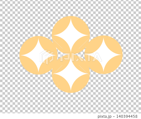 Shippo-tsunagi (seven treasures) pattern icon illustration, pastel orange. 140394458