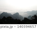 Landscape high mountains with mist and foggy cloud on valley hill in the morning in Thailand 140394657