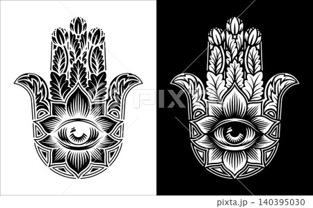 Hamsa Hand of Fatima Eye Talisman Illustration 140395030
