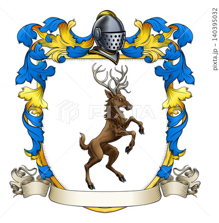 Heraldry Stag Deer Coat of Arms Heraldic Shield 140395032