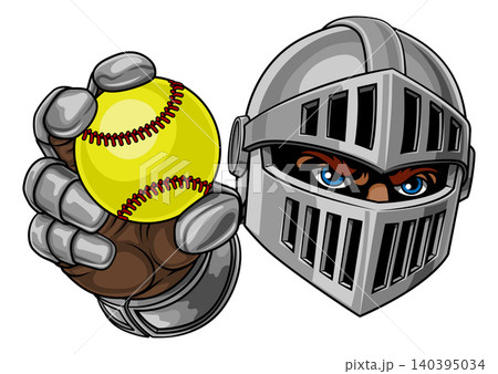 Medieval Knight Softball Ball Sports Team Mascot 140395034