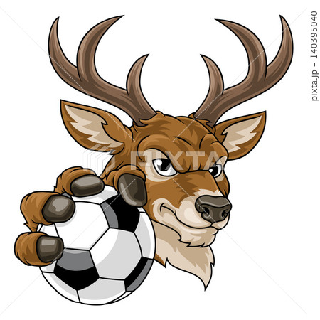 Stag Deer Soccer Football Team Mascot Cartoon Stag Deer Soccer Football Team Mascot Cartoon 140395040