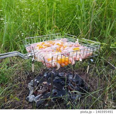 Grilled meat on a grill - in the fresh air Grilled meat on a grill - in the fresh air 140395491