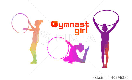 A colored silhouettes of children gymnasts . vector illustration. hand drawn. Not AI. 140396820