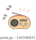 音楽が流れているレトロなラジオの手描きイラスト 140396835