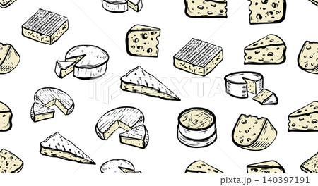 Cheese pattern, hand drawn illustration Cheese pattern, hand drawn illustration 140397191