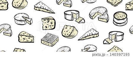 Cheese pattern, hand drawn illustration Cheese pattern, hand drawn illustration 140397193