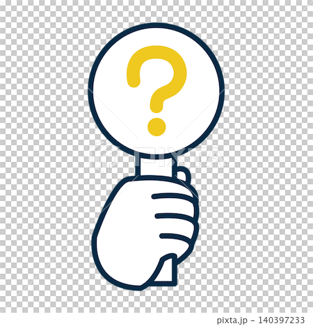 An illustration of a hand holding a question mark answer card. A yellow question mark plate. A "?" symbol indicating doubt or mystery. An illustration of a hand holding a question mark answer card. A yellow question mark plate. A "?" symbol indicating doubt or mystery. 140397233