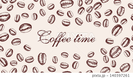 Coffee time, beans pattern hand drawn	 140397261