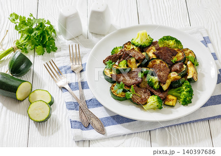 Keto Beef Stir Fry With Green Vegetables Keto Beef Stir Fry With Green Vegetables 140397686