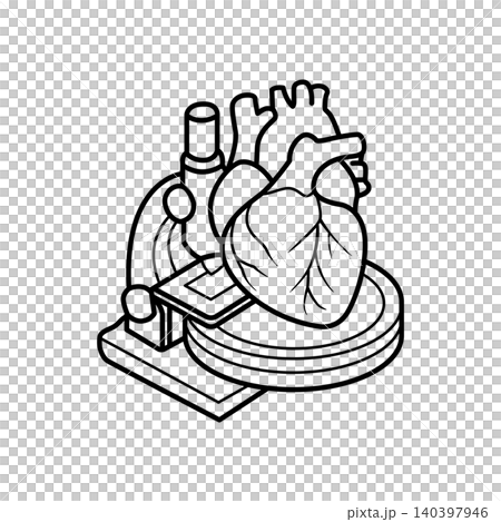 Future Medicine 3D Bioprinted Heart Line Icon Future Medicine 3D Bioprinted Heart Line Icon 140397946