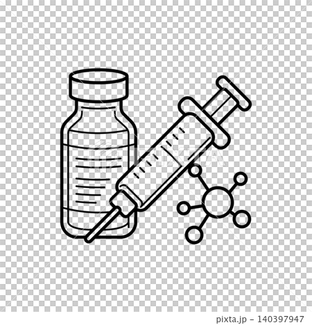 Advanced Vaccine Research Syringe Vial Line Icon Advanced Vaccine Research Syringe Vial Line Icon 140397947