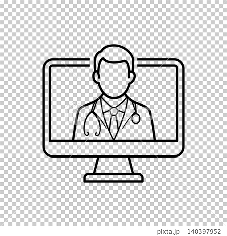 Telehealth Online Doctor Presentation Line Icon Telehealth Online Doctor Presentation Line Icon 140397952