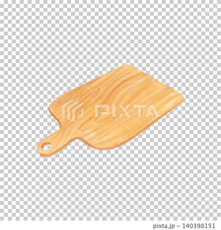 Watercolor wooden cutting board illustration isolated on white. Hand drawn rustic kitchen serving board clipart Watercolor wooden cutting board illustration isolated on white. Hand drawn rustic kitchen serving board clipart 140398151