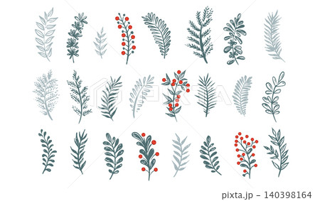 Blue Branches set, hand drawn, vector. Blue Branches set, hand drawn, vector. 140398164