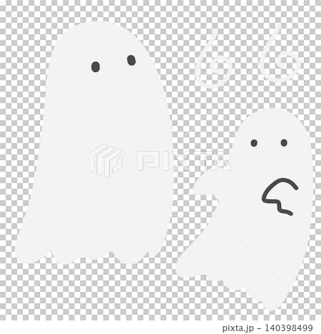 Simple and cute illustrations of white ghosts (2 figures) 140398499