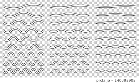 省略波線・区切り線・装飾ラインのベクターイラストセット 140398908