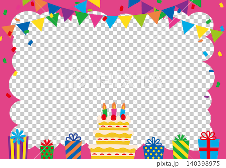 【ベクター】ピンクを基調とした誕生日パーティー背景 フレーム付きバースデー素材(横長) 【ベクター】ピンクを基調とした誕生日パーティー背景 フレーム付きバースデー素材(横長) 140398975