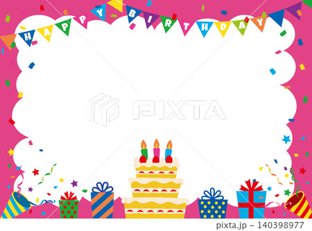 【ベクター】HAPPY BIRTHDAY文字入り ピンクを基調とした誕生日パーティー背景(横長) 【ベクター】HAPPY BIRTHDAY文字入り ピンクを基調とした誕生日パーティー背景(横長) 140398977