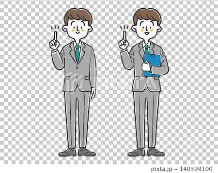 ポイントを説明する男性会社員2 全身 ベクター ポイントを説明する男性会社員2 全身 ベクター 140399100
