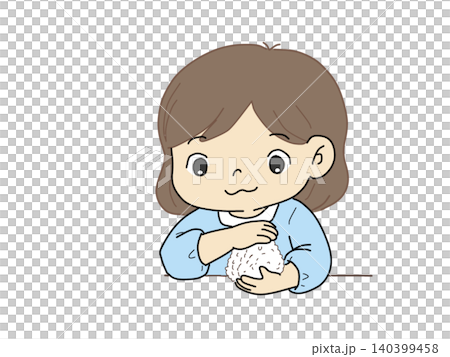A cute girl character illustration making rice balls. A cute girl character illustration making rice balls. 140399458