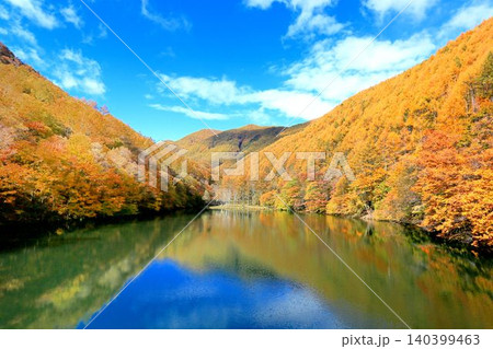 巣栗渓谷・竜ケ沢ダムの紅葉 巣栗渓谷・竜ケ沢ダムの紅葉 140399463
