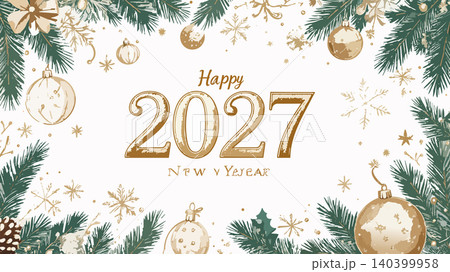 Happy new year 2027 greeting card design Happy new year 2027 greeting card design 140399958