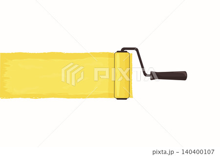 isolated paint roller and yellow paint texture vector illustration. isolated paint roller and yellow paint texture vector illustration. 140400107