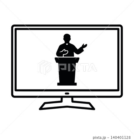 Virtual sermon or religious mass on computer monitor. Virtual sermon or religious mass on computer monitor. 140401128