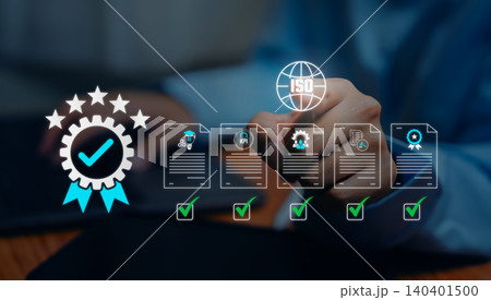 ISO compliance certification, business professional approving quality assurance documents and international standards, governance and audit management 140401500