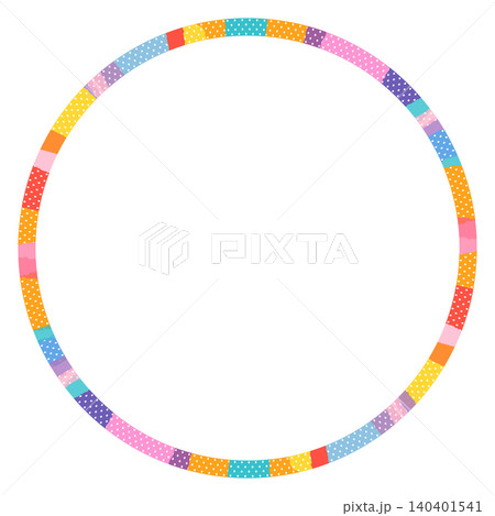 Colorful round polka dot washi tape vector border, Cute scrapbook paper tape circle frame for kids birthday party designs and invitations Colorful round polka dot washi tape vector border, Cute scrapbook paper tape circle frame for kids birthday party designs and invitations 140401541