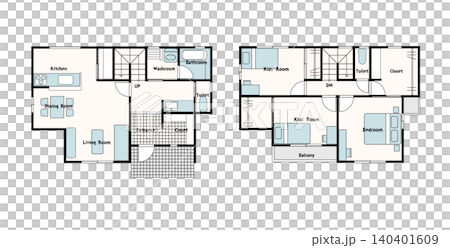Floor plan for a two-story house; Family-friendly detached house plan. Floor plan for a two-story house; Family-friendly detached house plan. 140401609