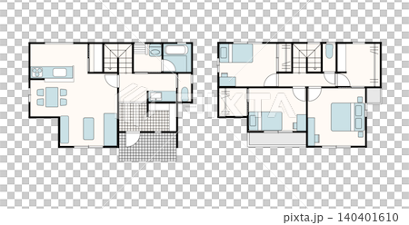 Floor plan for a two-story house; Family-friendly detached house plan. Floor plan for a two-story house; Family-friendly detached house plan. 140401610