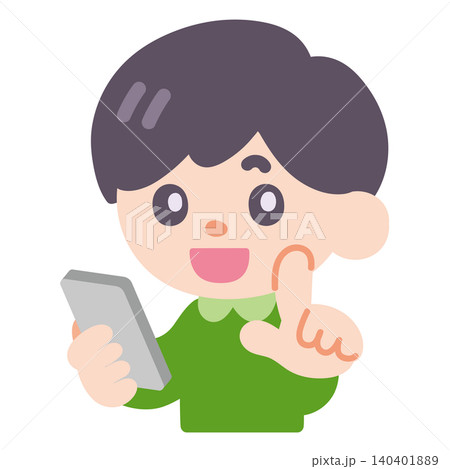 スマホを持っている子のイラスト スマホを持っている子のイラスト 140401889