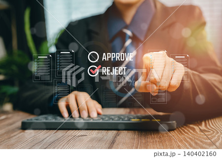 Businessman approves or rejects digital documents, Business concept 140402160