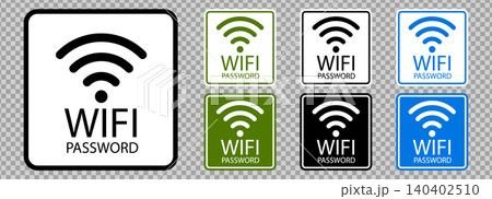 Wifi zone signal with free password vector for icon logo sticker. Sign symbol router with wave wlan fi for set round signage. Spot network wifi with label free access for password wi-fi web Wifi zone signal with free password vector for icon logo sticker. Sign symbol router with wave wlan fi for set round signage. Spot network wifi with label free access for password wi-fi web 140402510